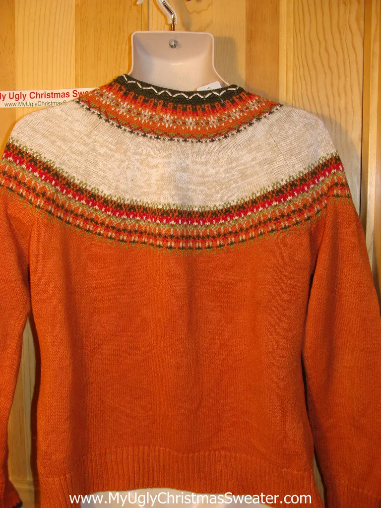 Tacky Ugly Christmas Sweater 2sided Nordic Gingerbread Yoke Pattern (f119)