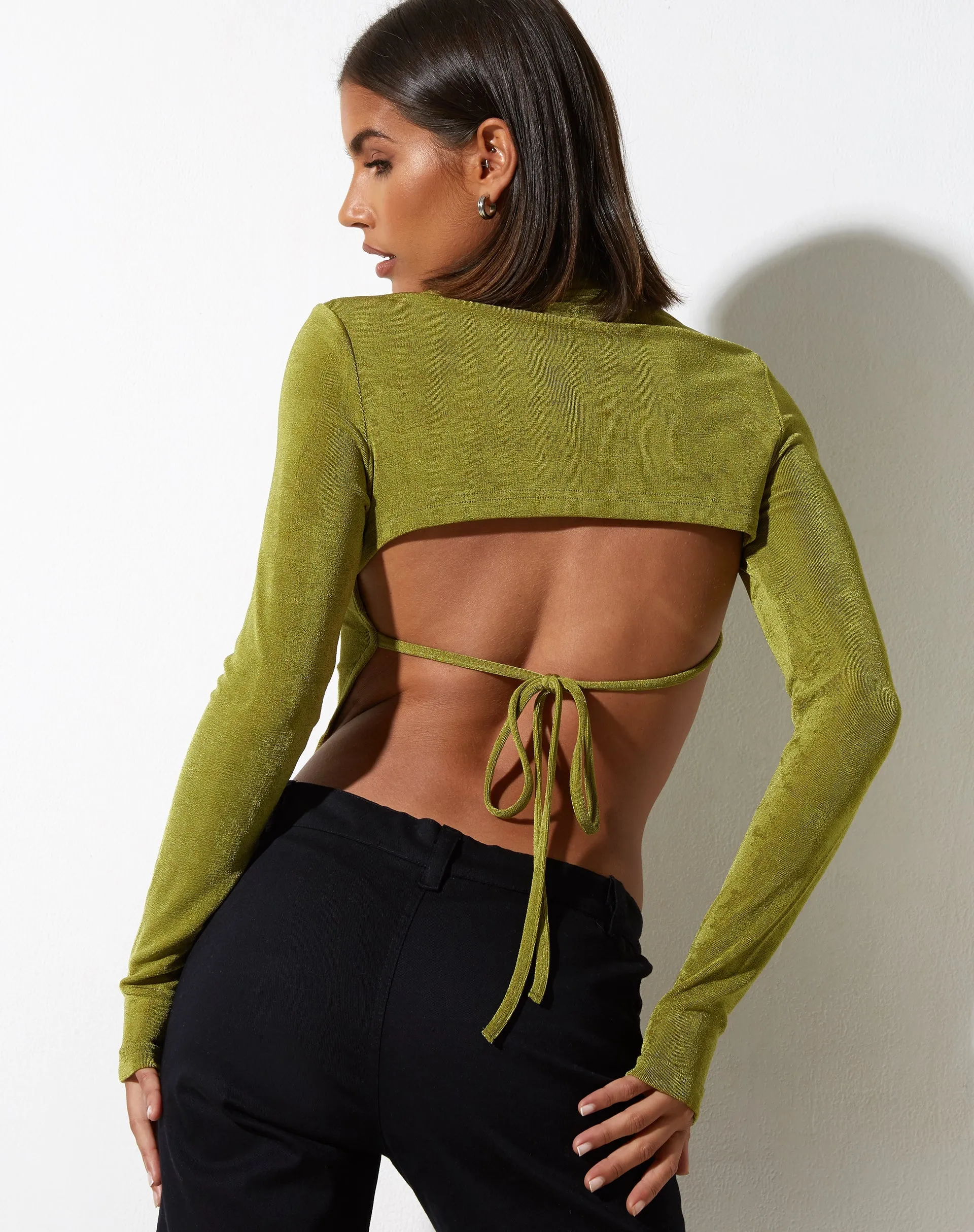 Tadita Crop Top in Crepe Lime