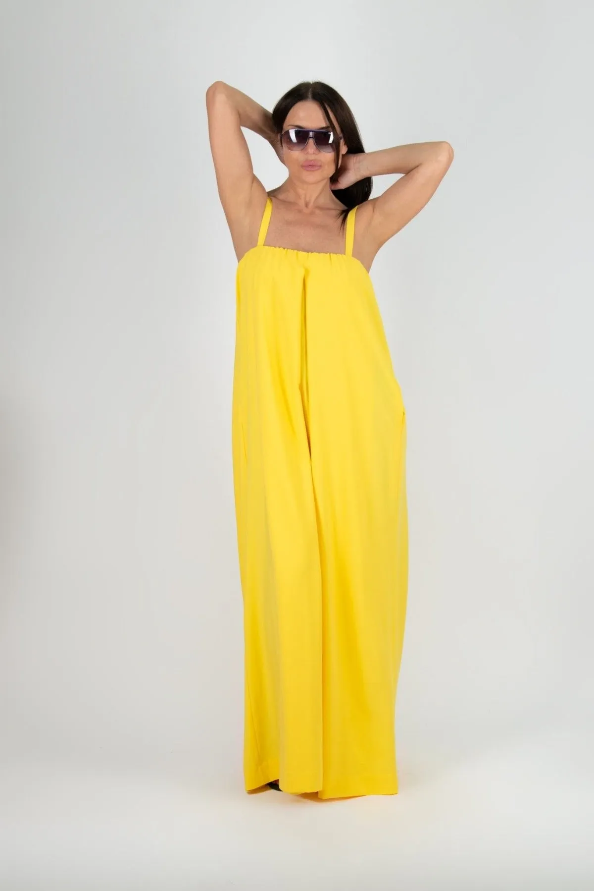 TALIA Yellow Off Shoulders Jumpsuit for Plus Size Women