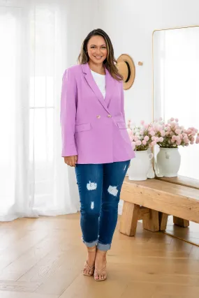 Tammy Linen Blend Blazer in Berry