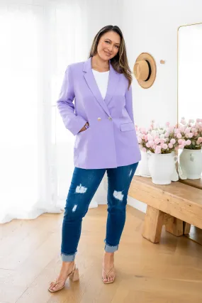 Tammy Linen Blend Blazer in Lavender