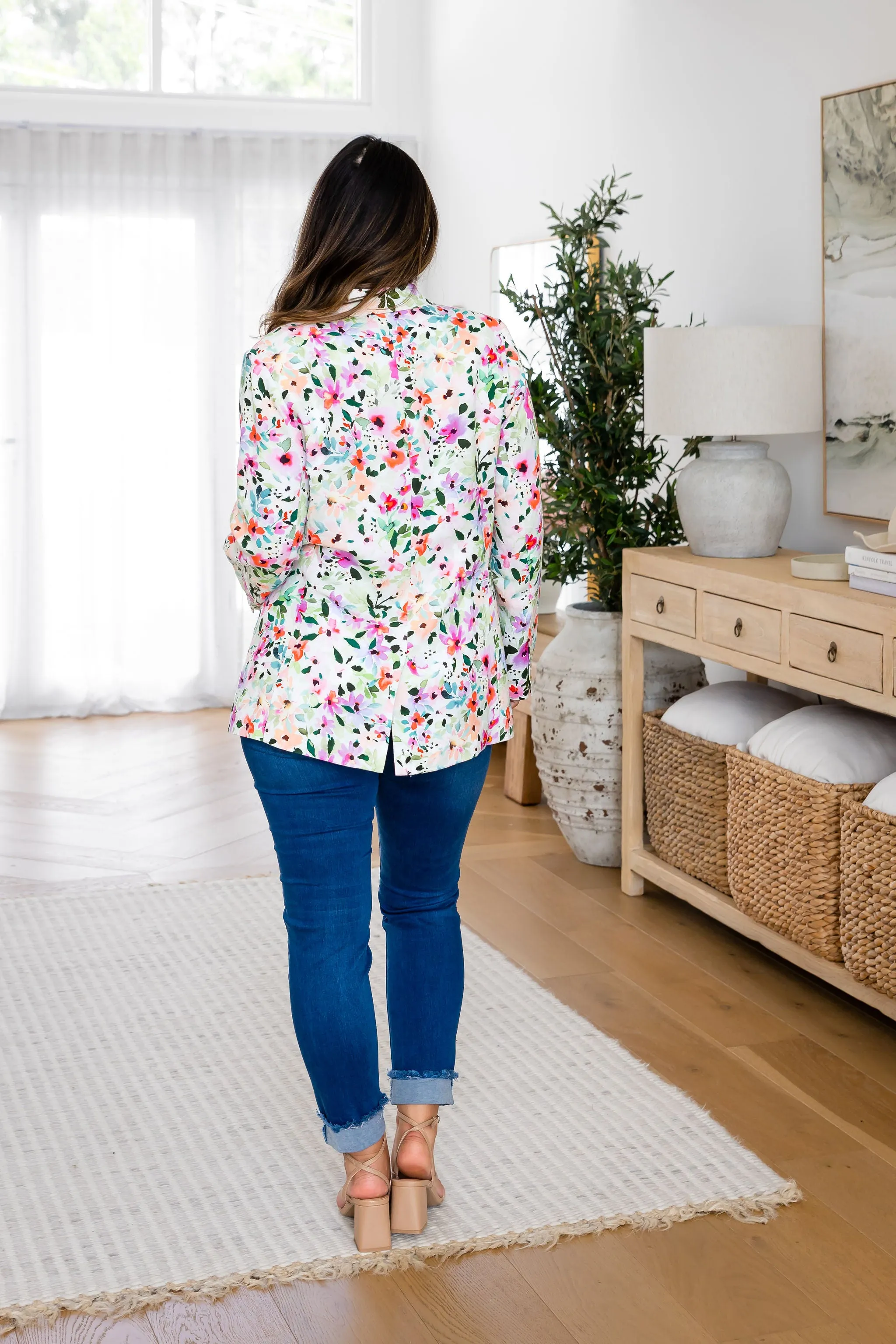 Tammy Linen Blend Blazer in Rose Fleur