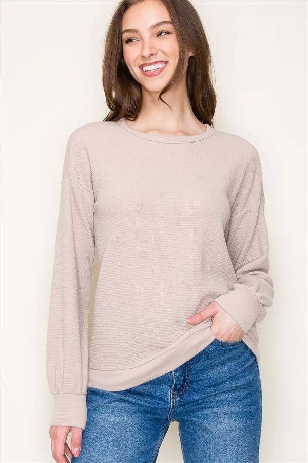 Taupe Textured Basic Layering Top