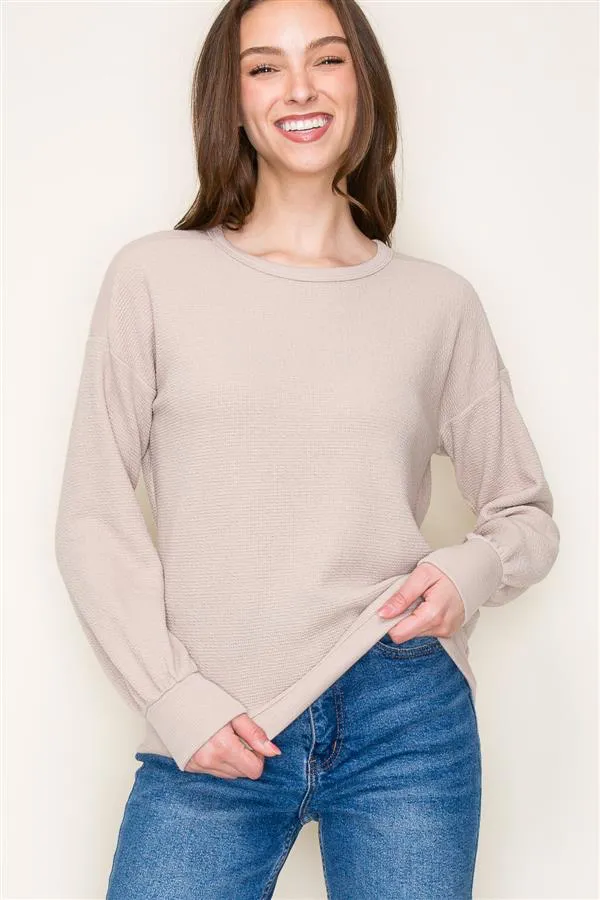 Taupe Textured Basic Layering Top