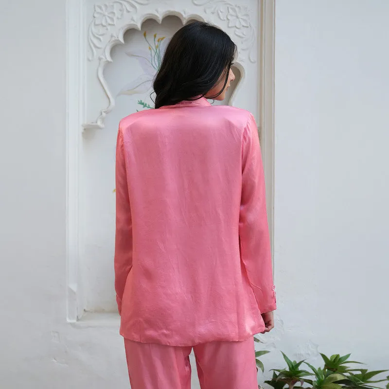 Tencel Blazer For Women | V Neck | Pink