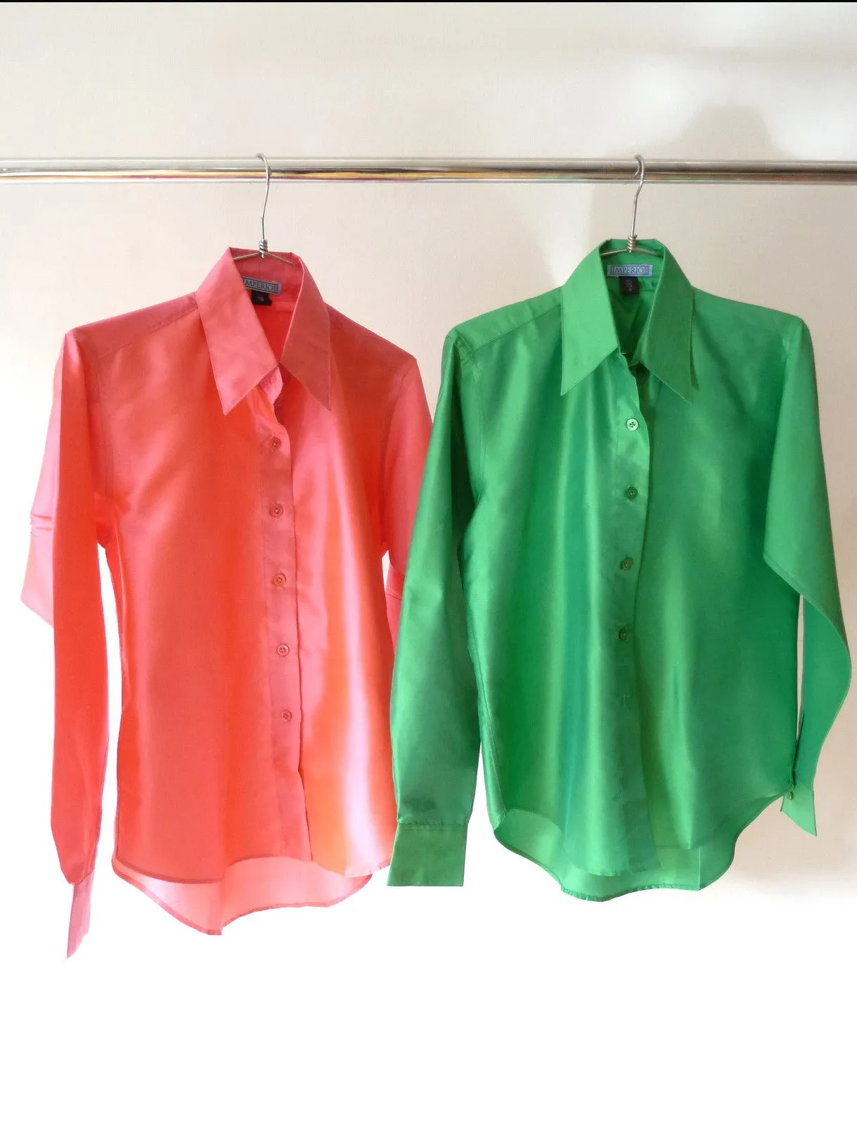 Thai Silk Button Down Shirt Salmon