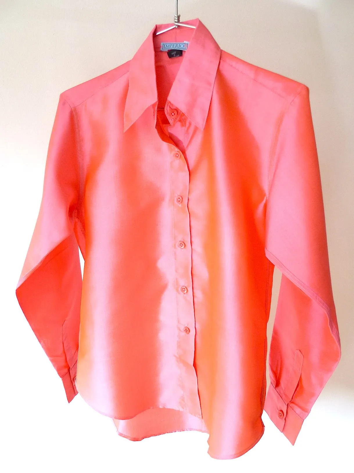 Thai Silk Button Down Shirt Salmon