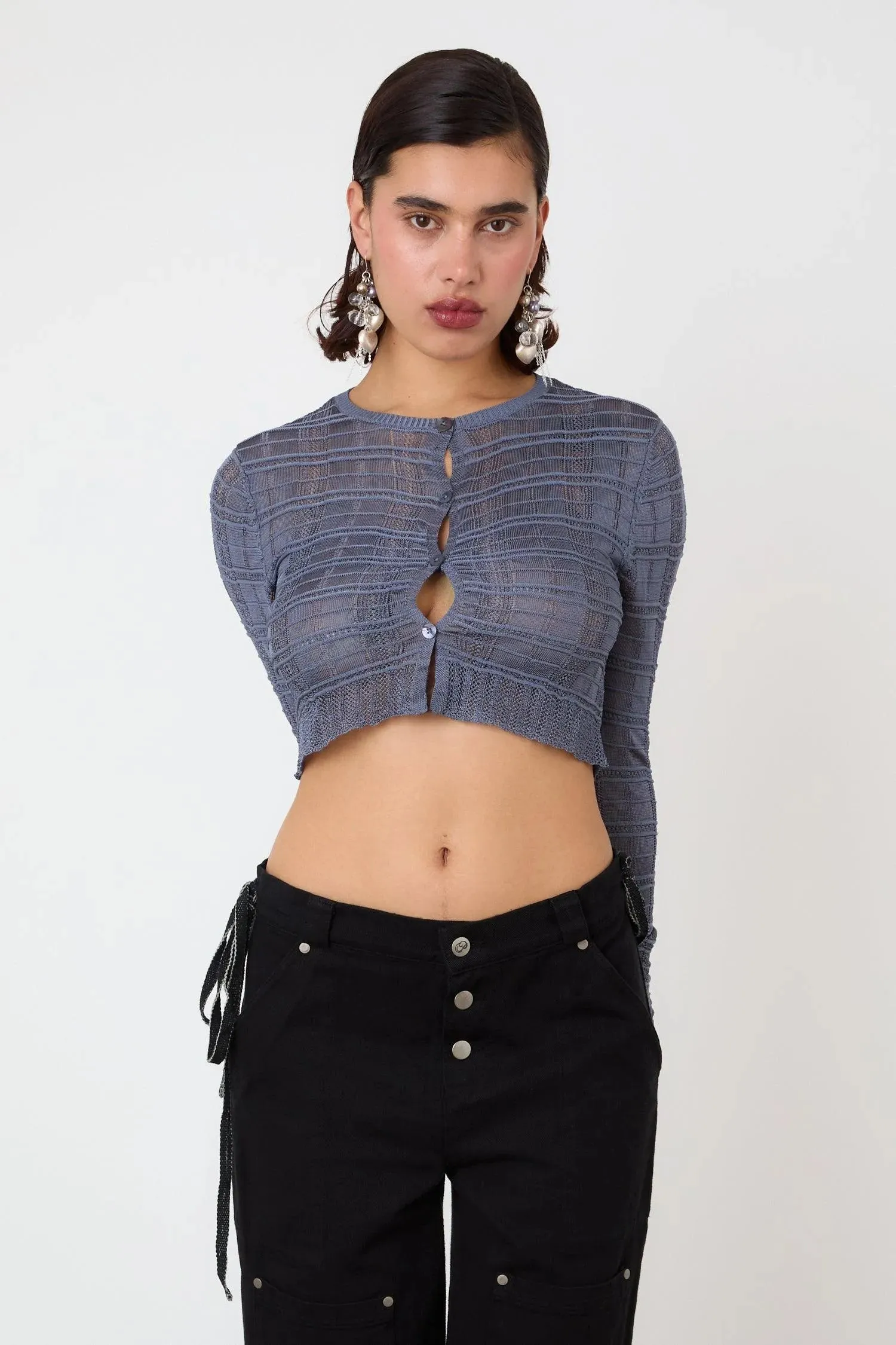 The Agnes Cropped Cardigan, Deep Sea