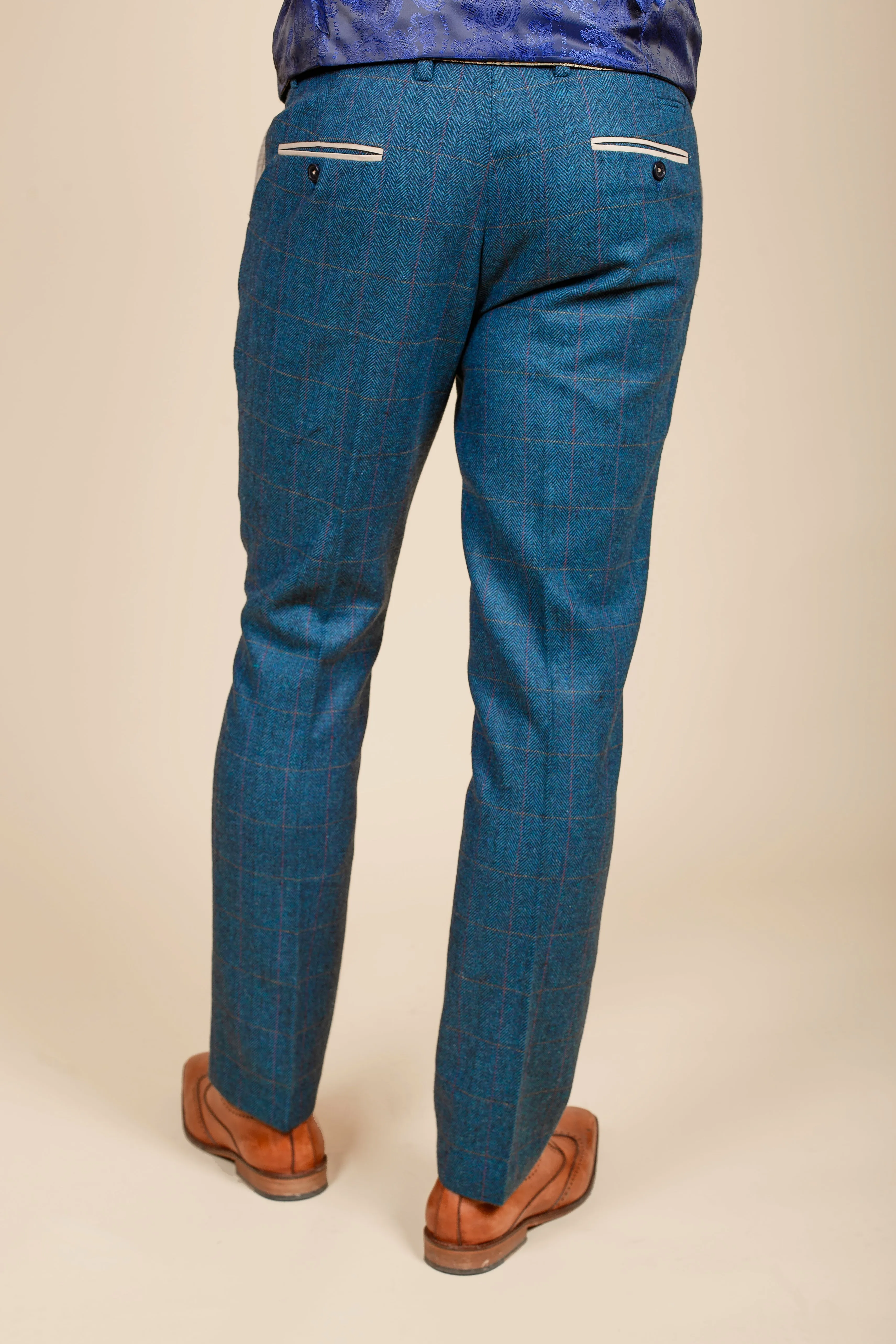 The Everton Collection | Jarrad Branthwaite In DION Blue Tweed Check Suit