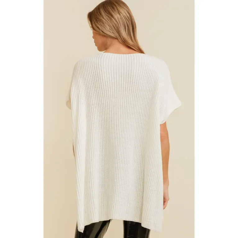 The Gwen Off White Short Sleeve Knit Tunic