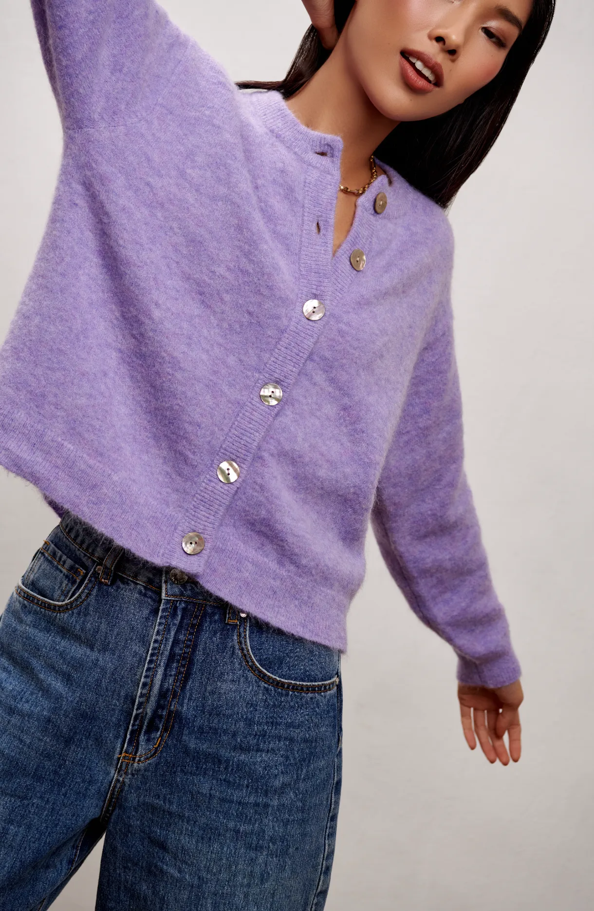 The Harper Mohair Cardigan - Lilac