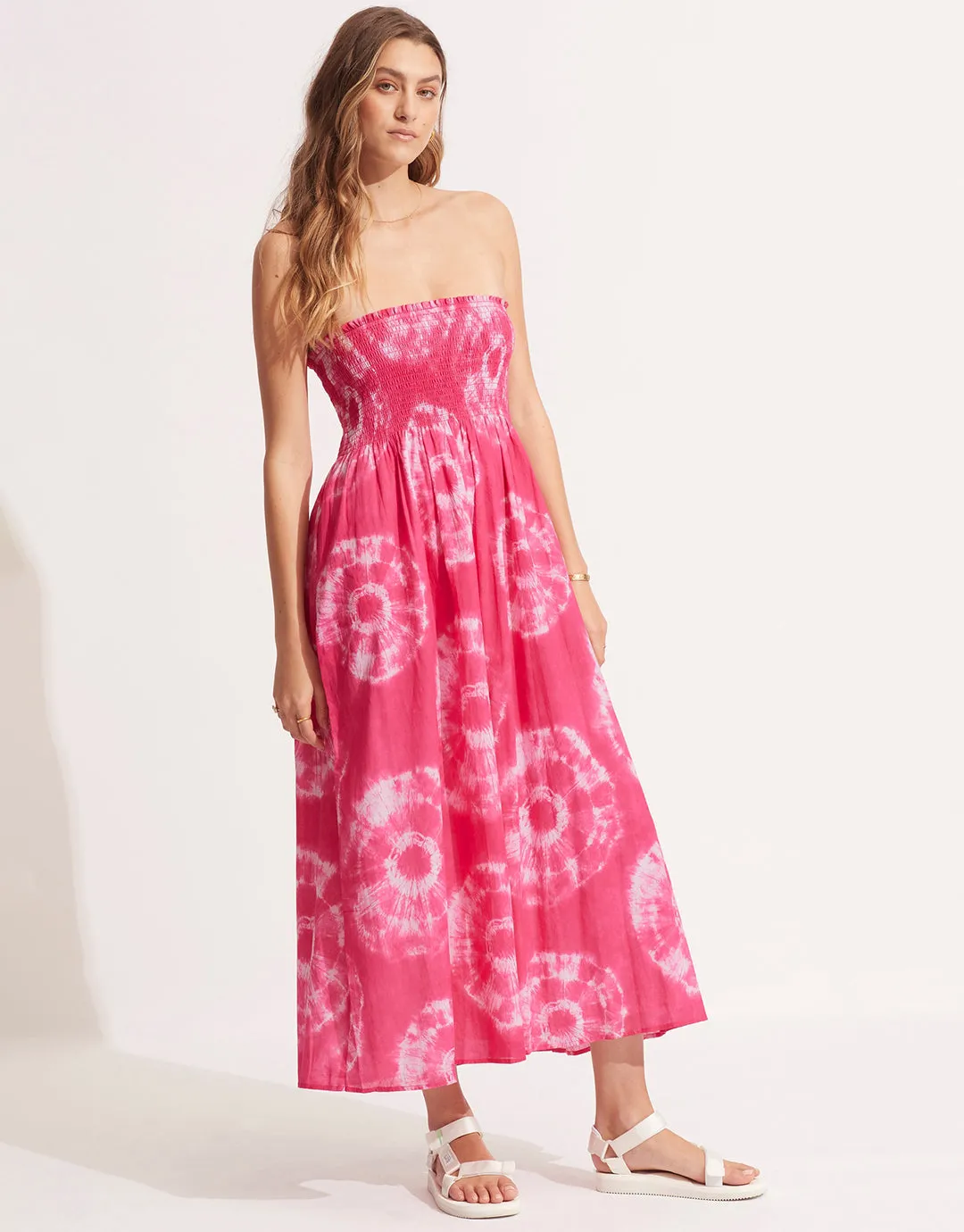 Tie Dye Skirt Dress - Rose Pink