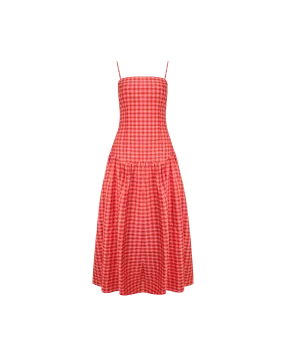 TRULLI MAXI DRESS RED TARTAN