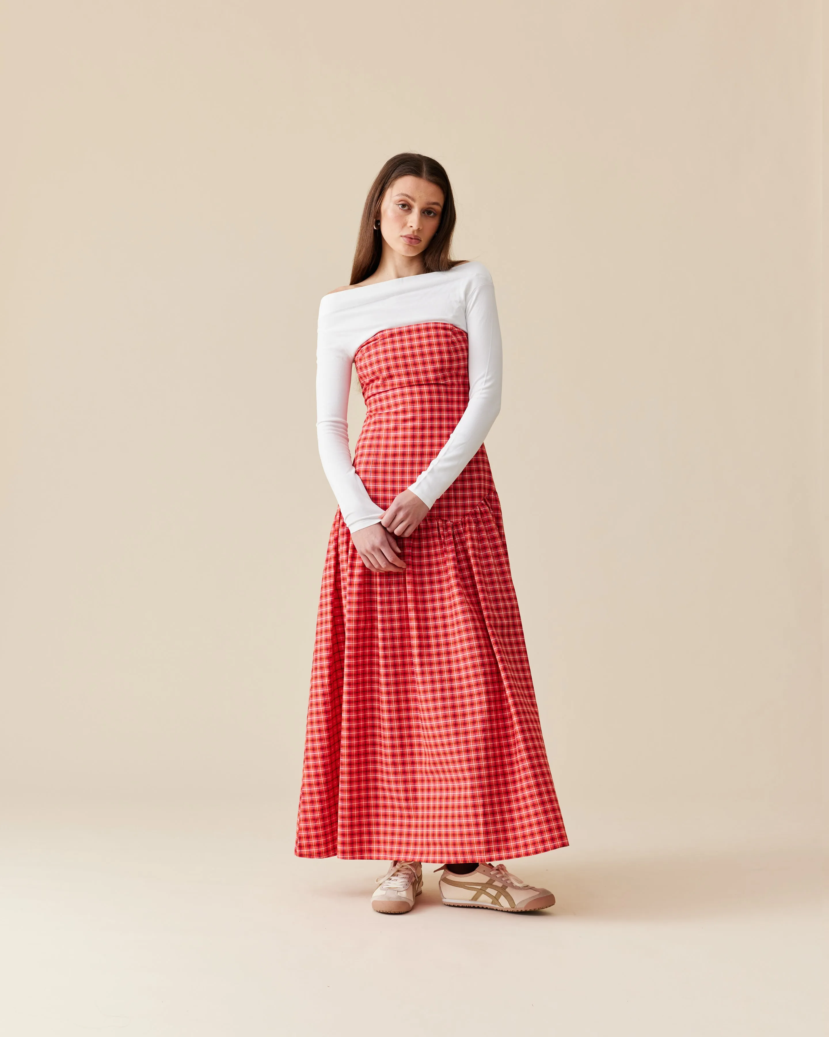 TRULLI MAXI DRESS RED TARTAN