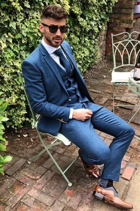 TV Star Jake Quickenden in Dion Blue Tweed Check Suit