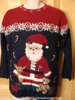 Ugly Christmas Sweater 80s Huge Snowman Reindeer Bear