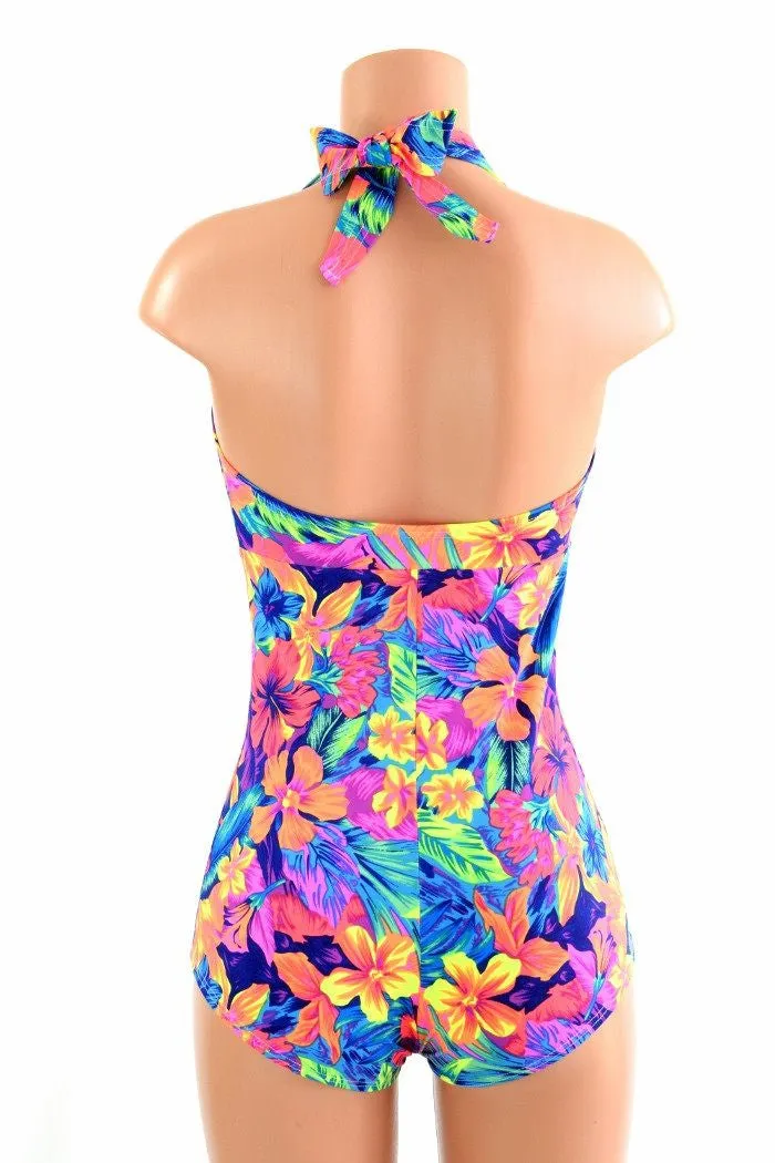 UV Tahitian Floral Print "Monroe" Halter Romper