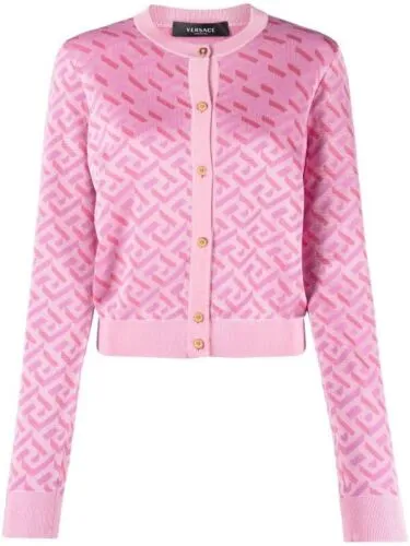 Versace La Greca monogram blend knit cardigan Ladies Size