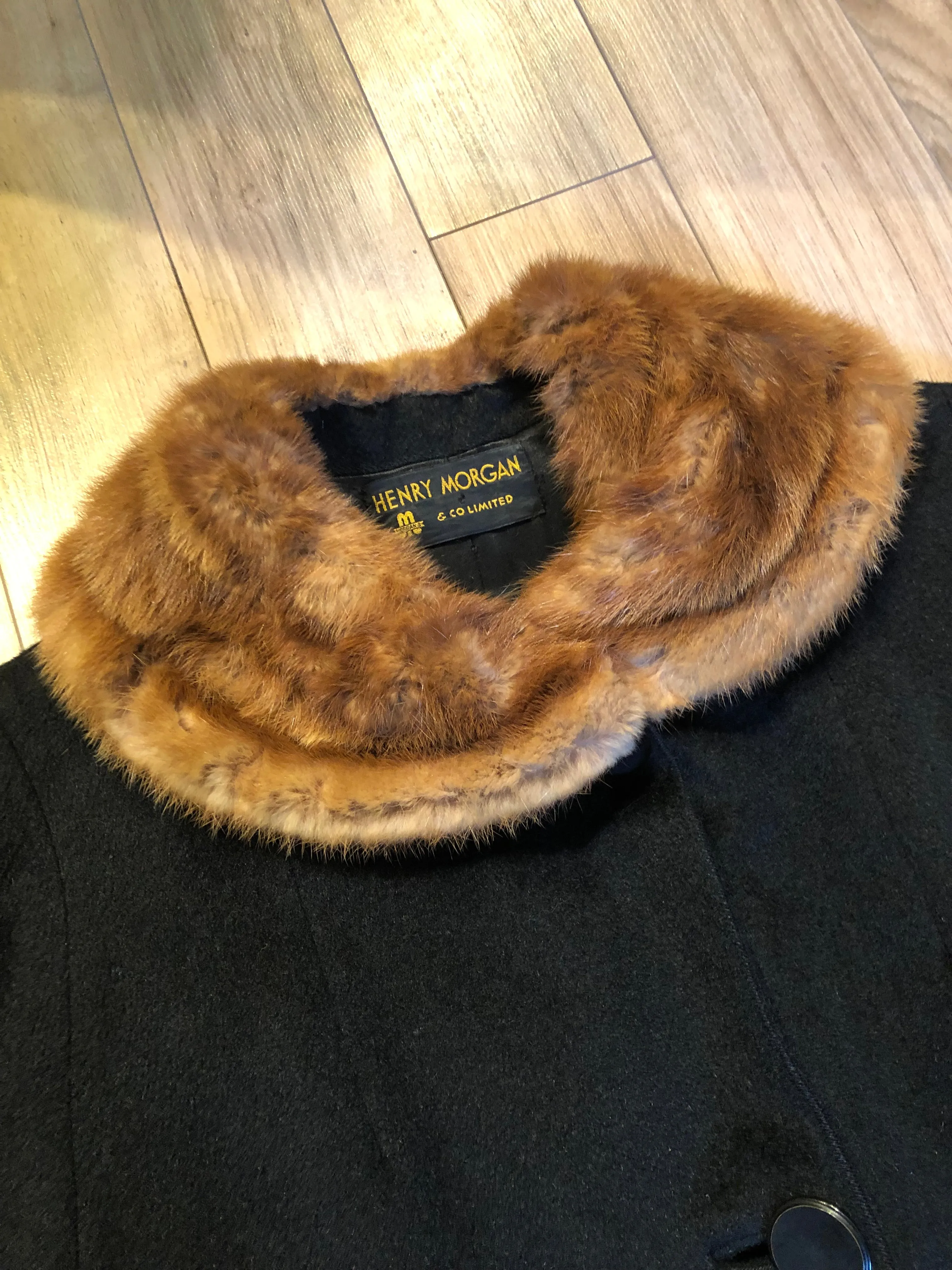 Vintage Henry Morgan Alpaca and Beaver Felt Coat with Mink Fur Collar