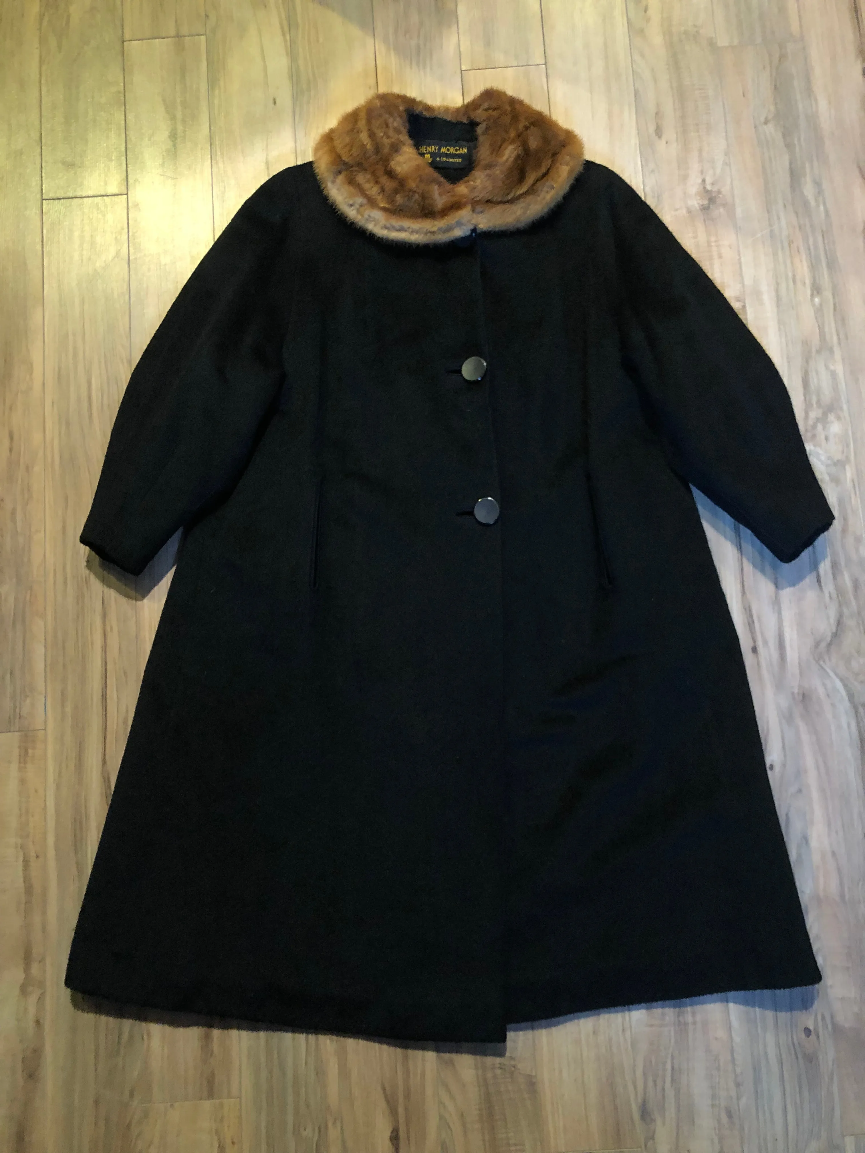 Vintage Henry Morgan Alpaca and Beaver Felt Coat with Mink Fur Collar