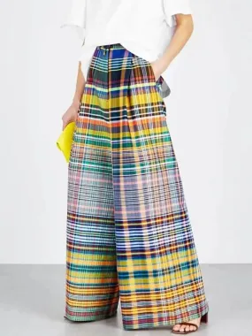 Vintage Plaid Wide-Leg Pants