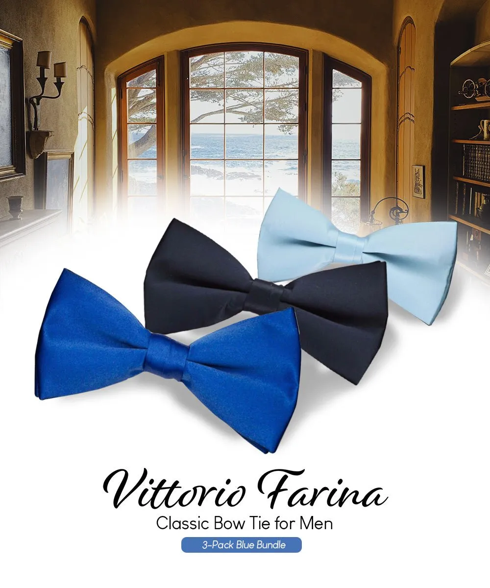 Vittorio Farina Men's Satin Bow Tie in Gift Box (Multipack)