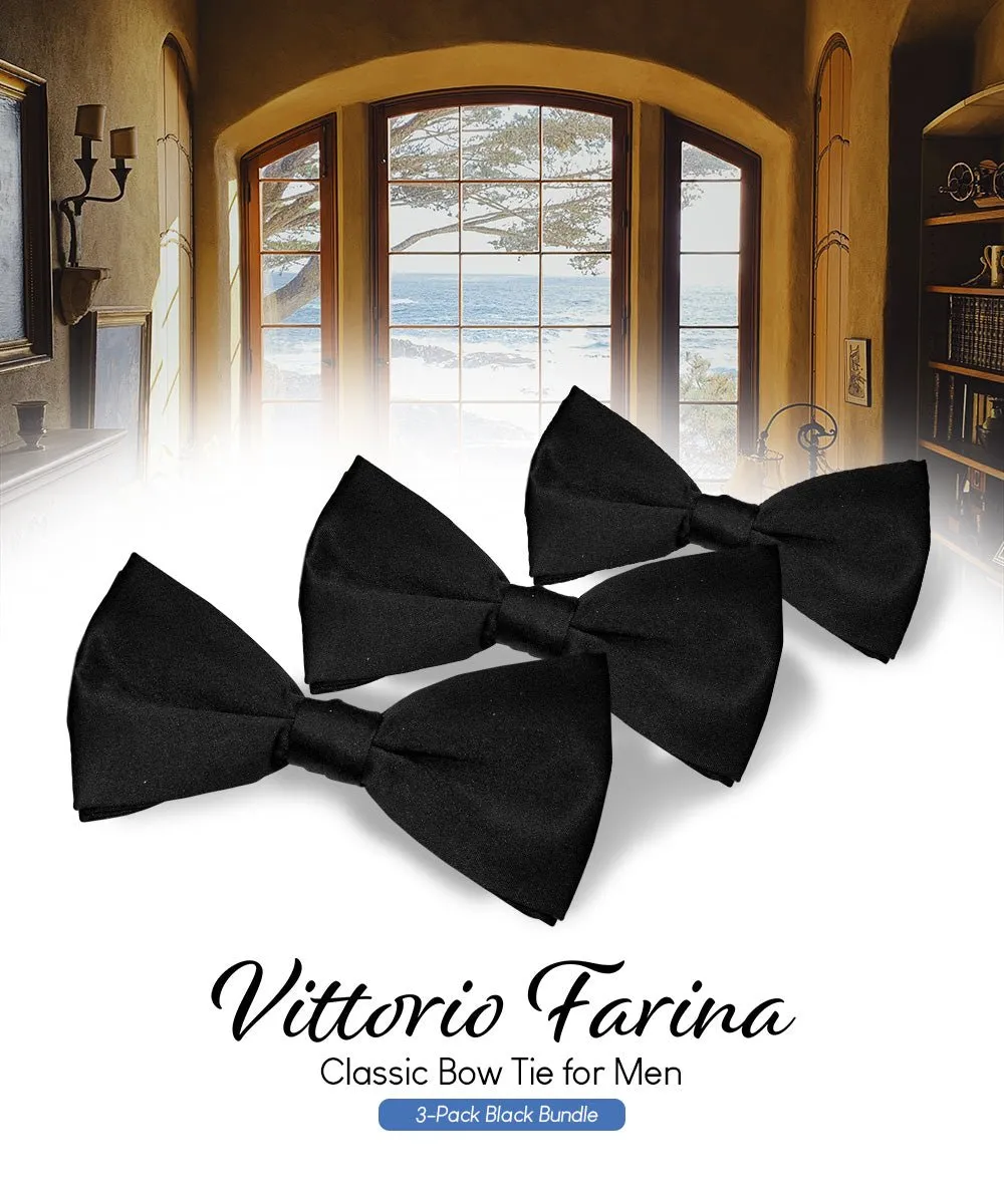 Vittorio Farina Men's Satin Bow Tie in Gift Box (Multipack)