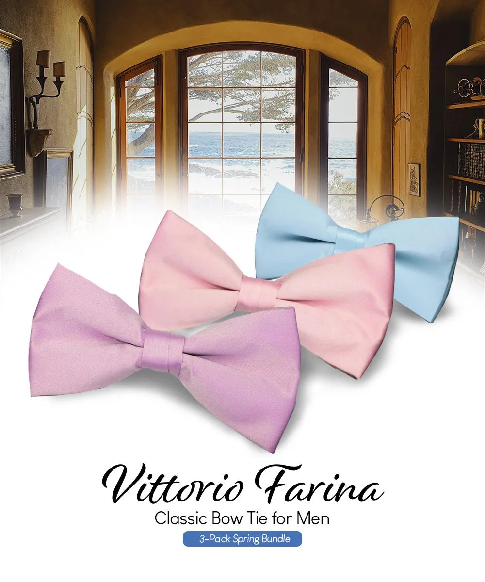 Vittorio Farina Men's Satin Bow Tie in Gift Box (Multipack)