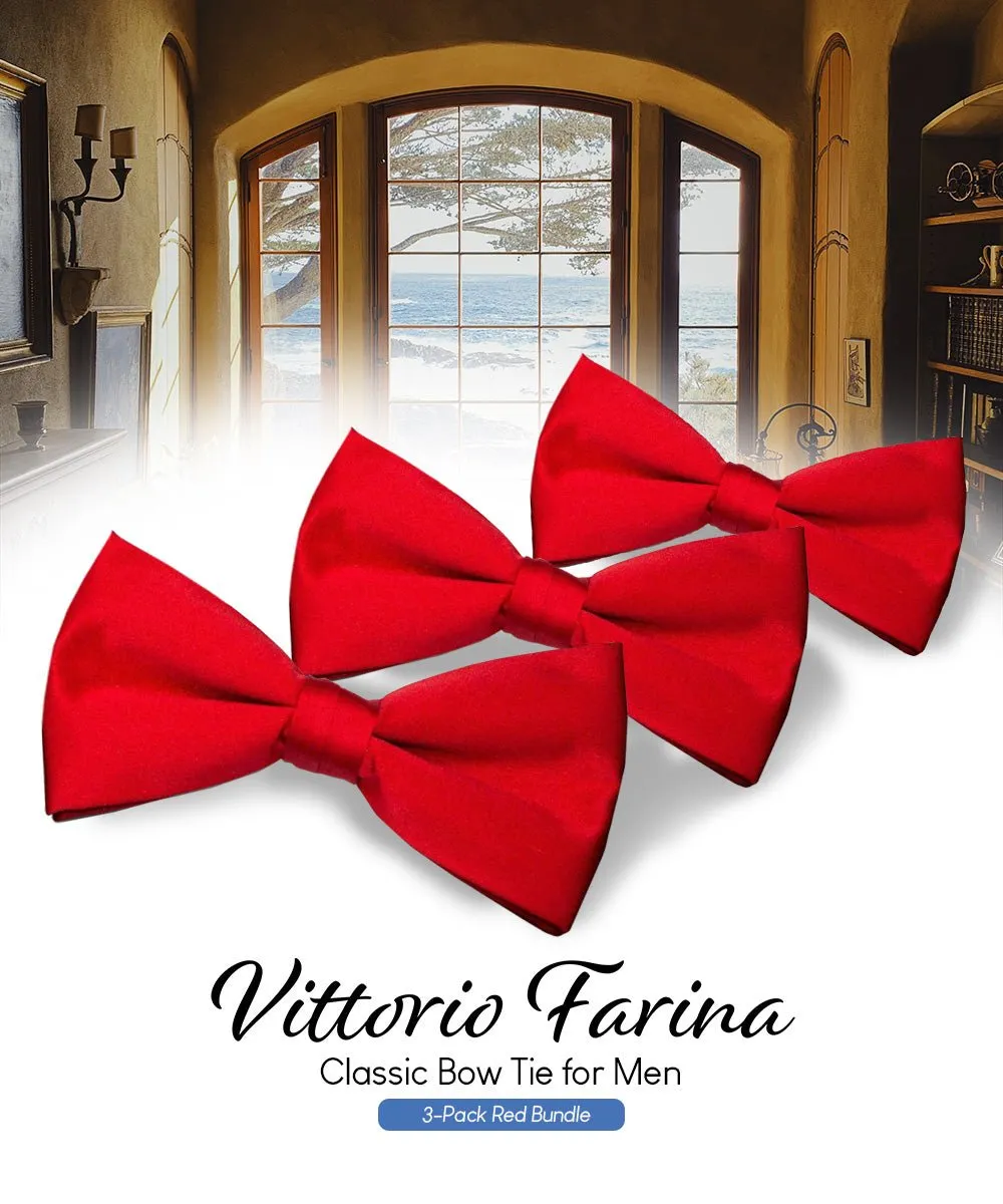 Vittorio Farina Men's Satin Bow Tie in Gift Box (Multipack)