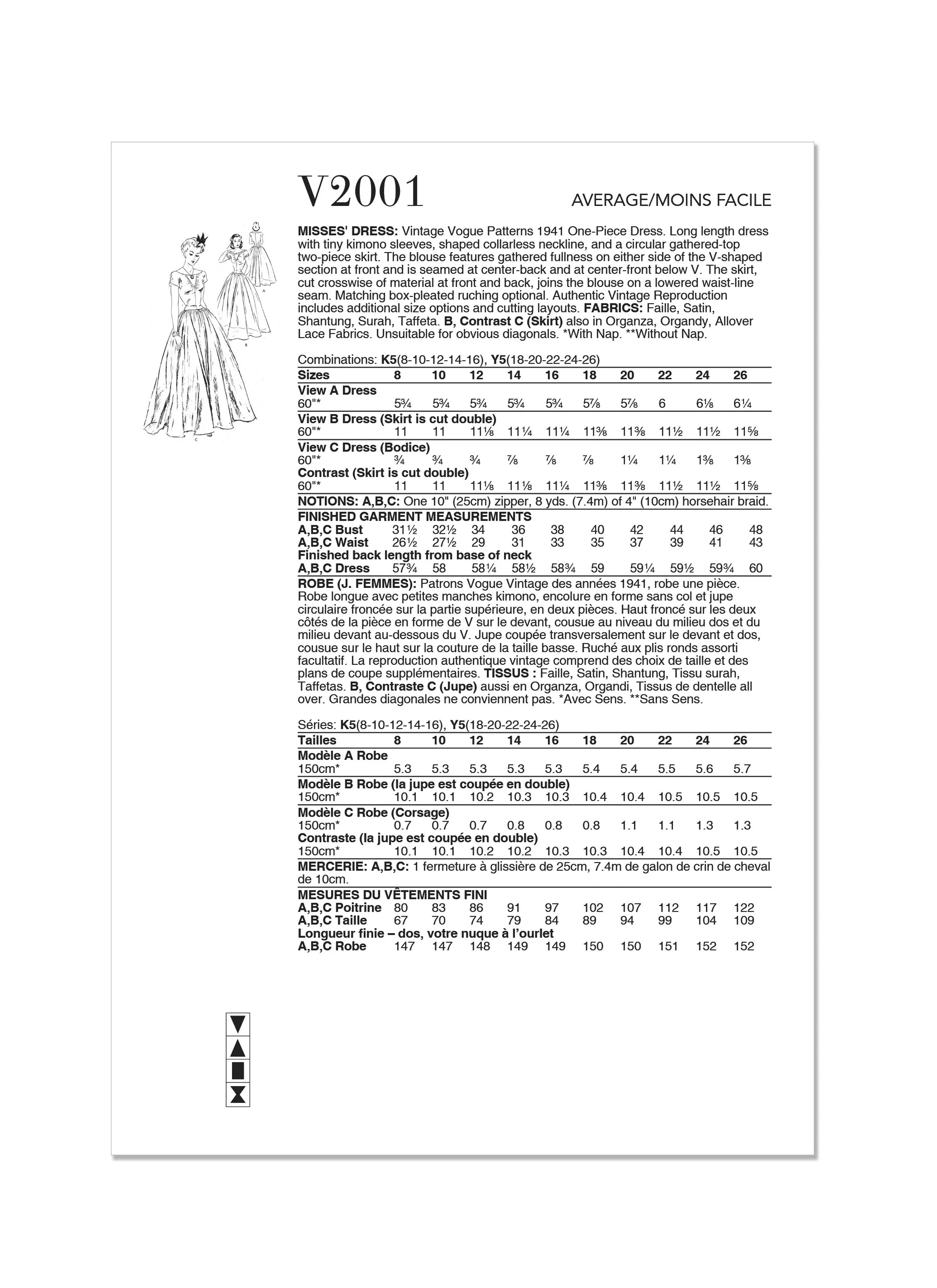 Vogue Sewing Pattern 2001 Vintage 1940's Dress