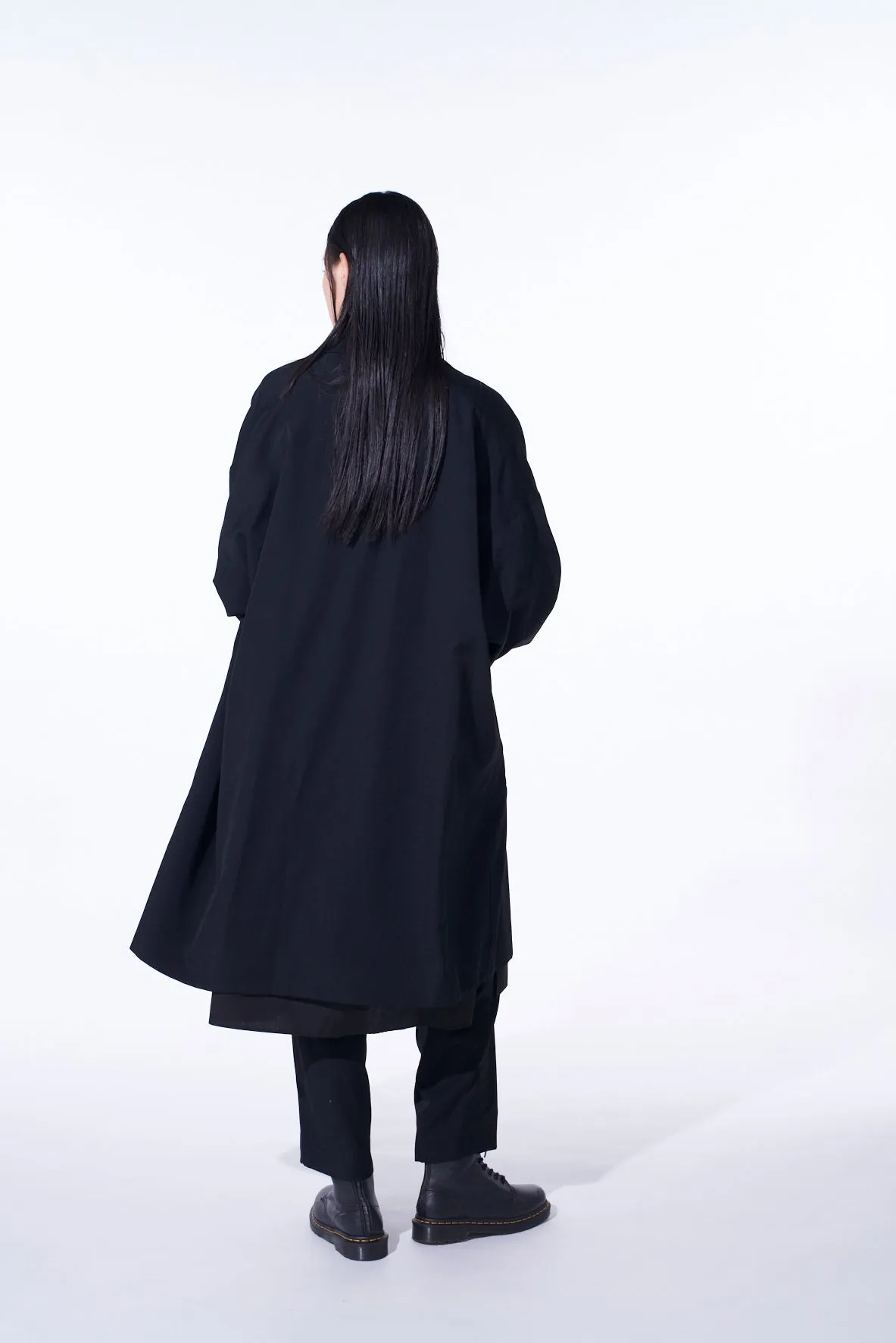 WASHER WOOL GABARDINE FLAME DOUBLE DRAPE COAT