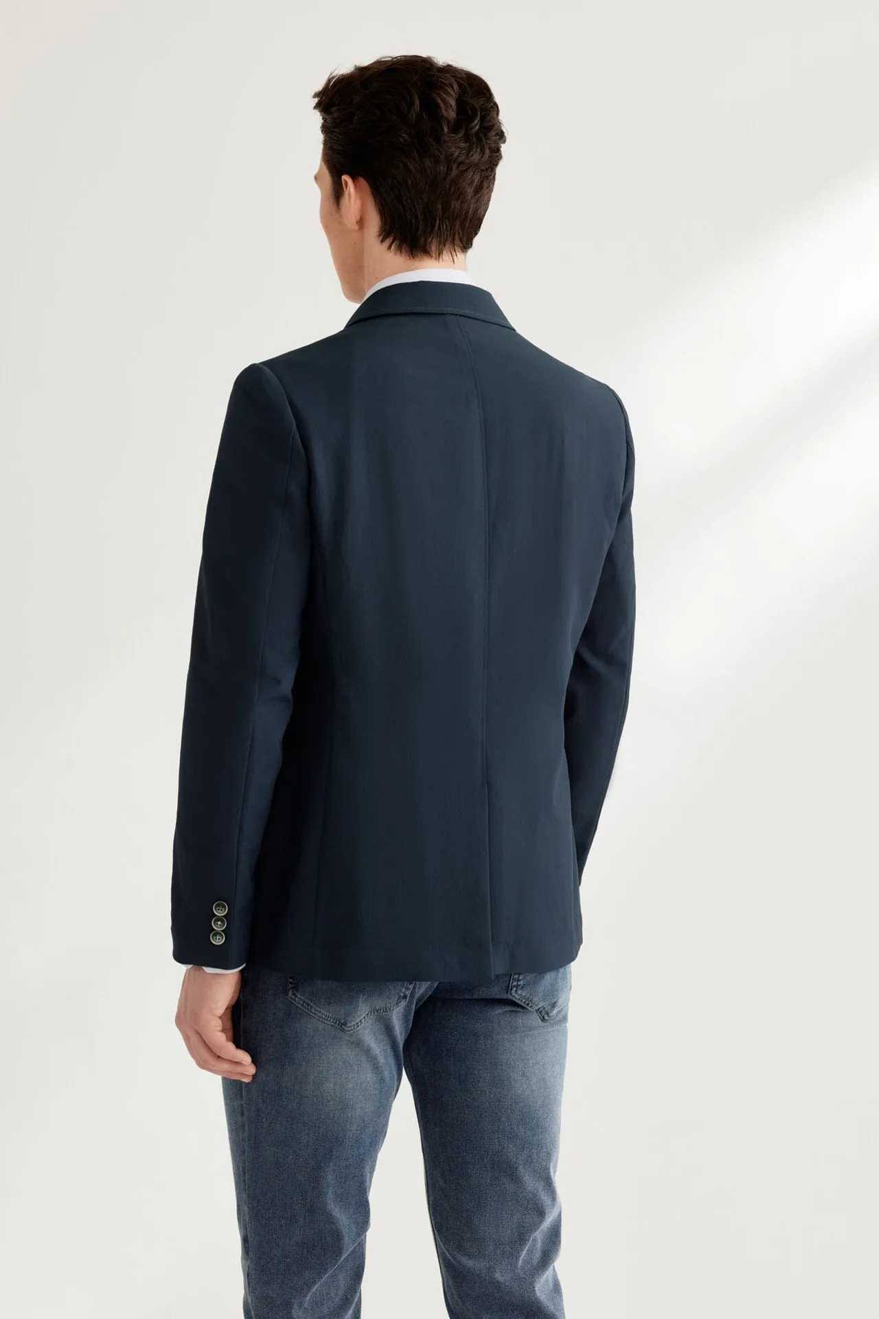 Water-Repellent Crinkle Effect Blazer in Relaxed Fit