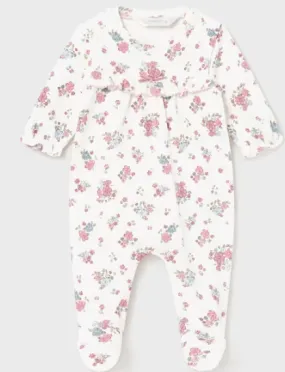 White Baby Rose Floral Bodysuit - Select Size