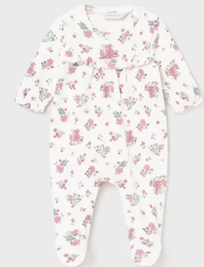 White Baby Rose Floral Bodysuit - Select Size