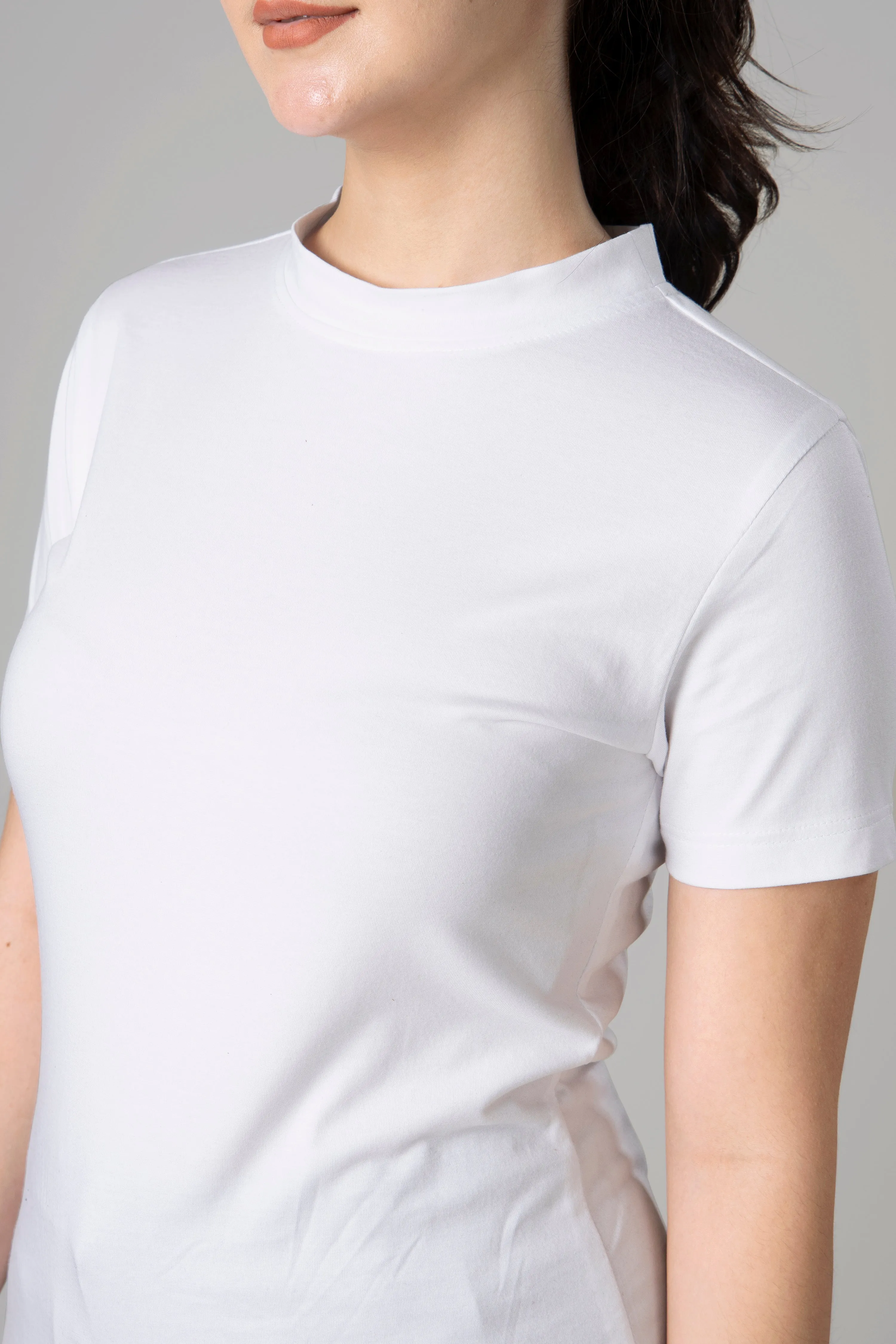 White Casual Cotton T-Shirt For Women