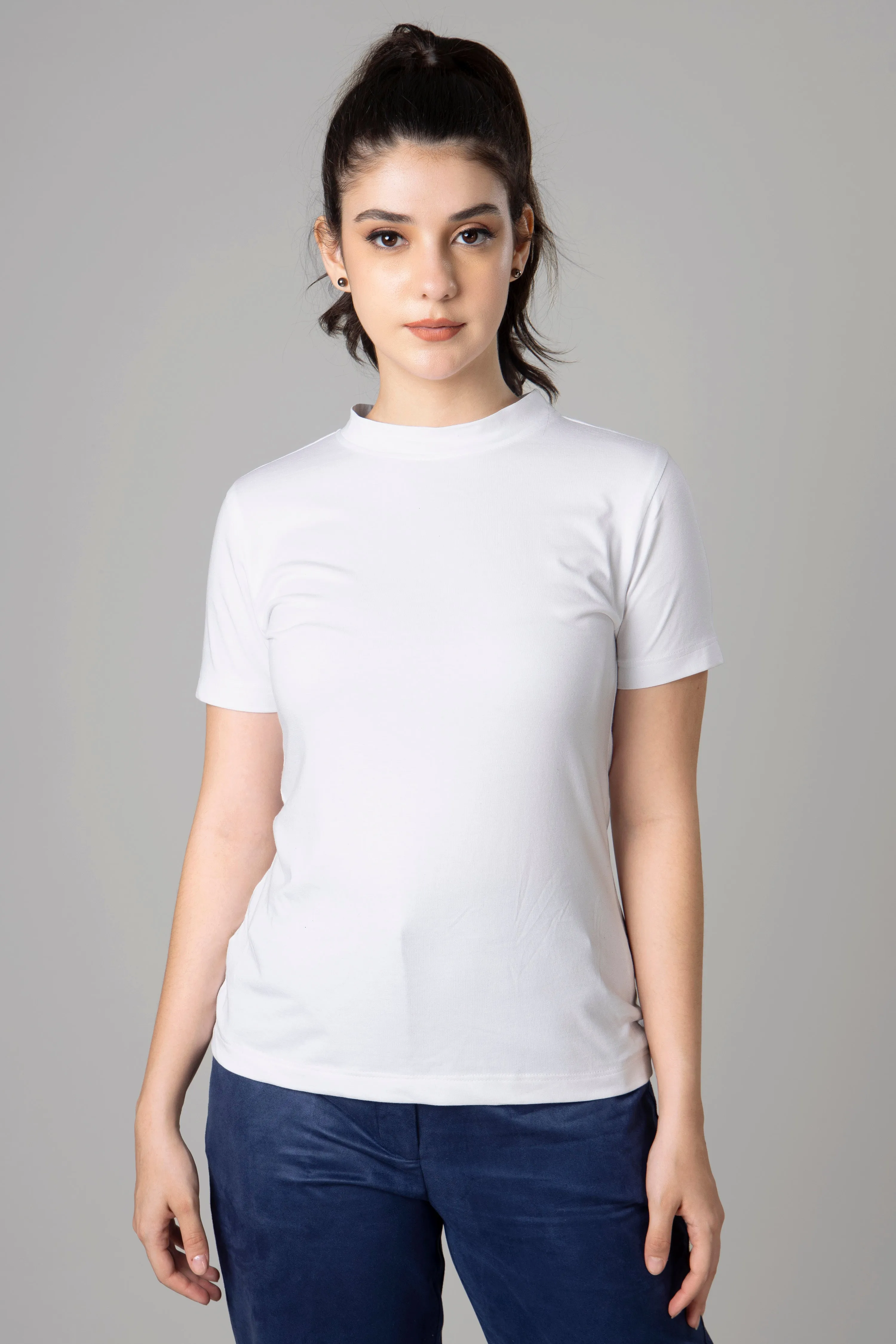 White Casual Cotton T-Shirt For Women