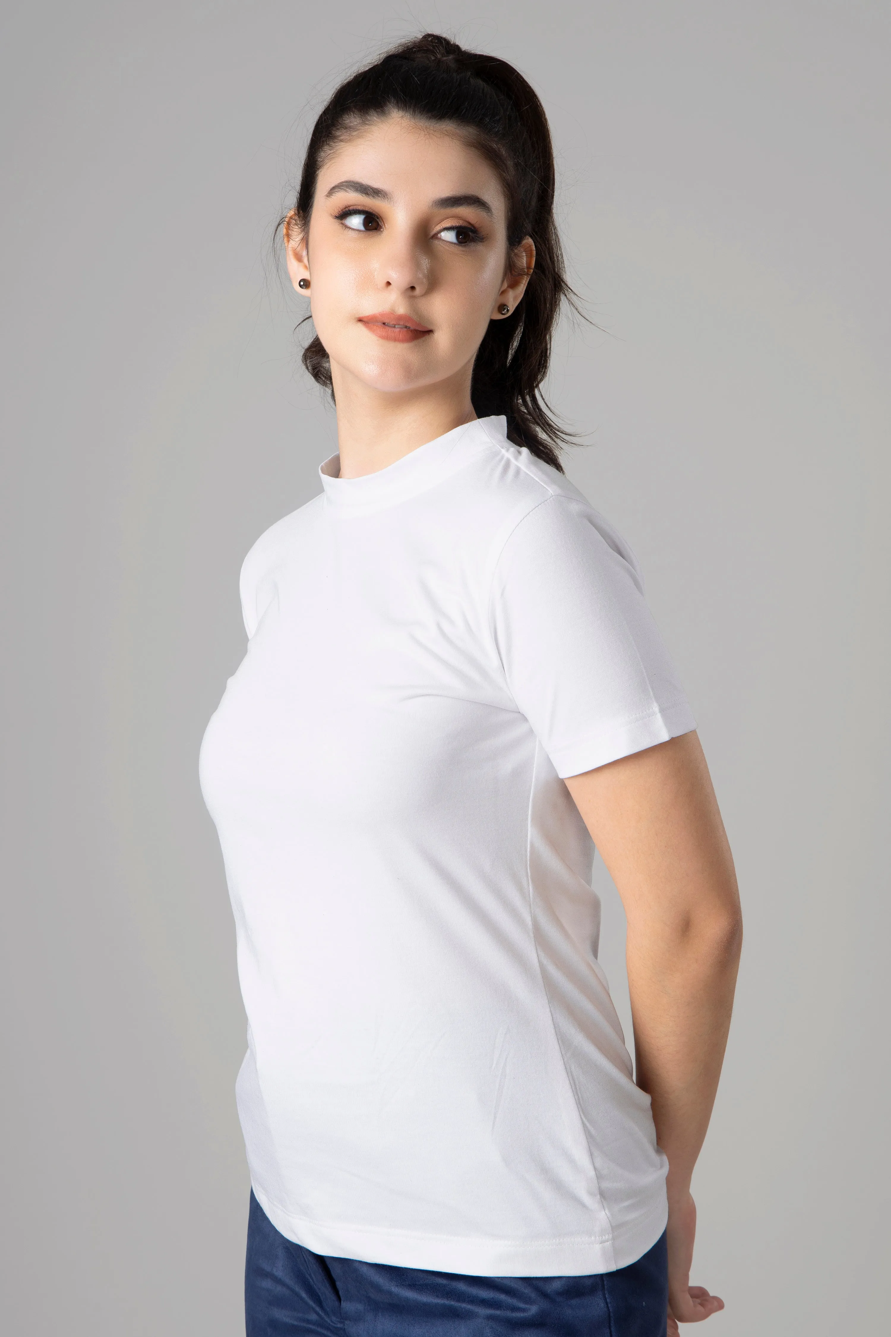 White Casual Cotton T-Shirt For Women