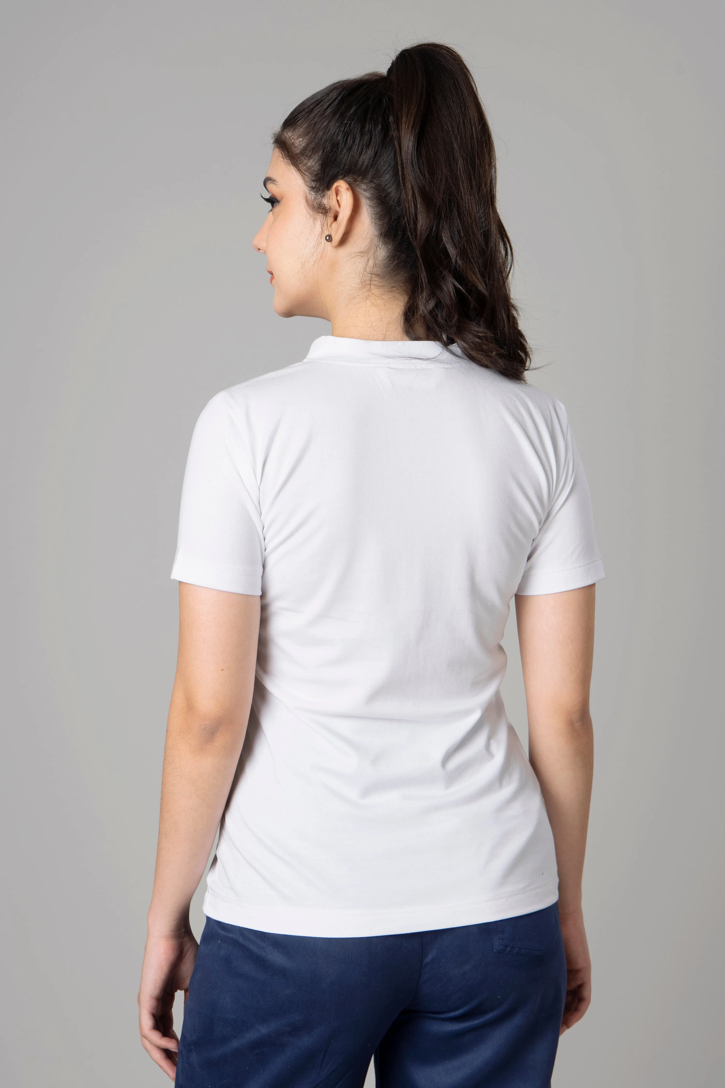 White Casual Cotton T-Shirt For Women