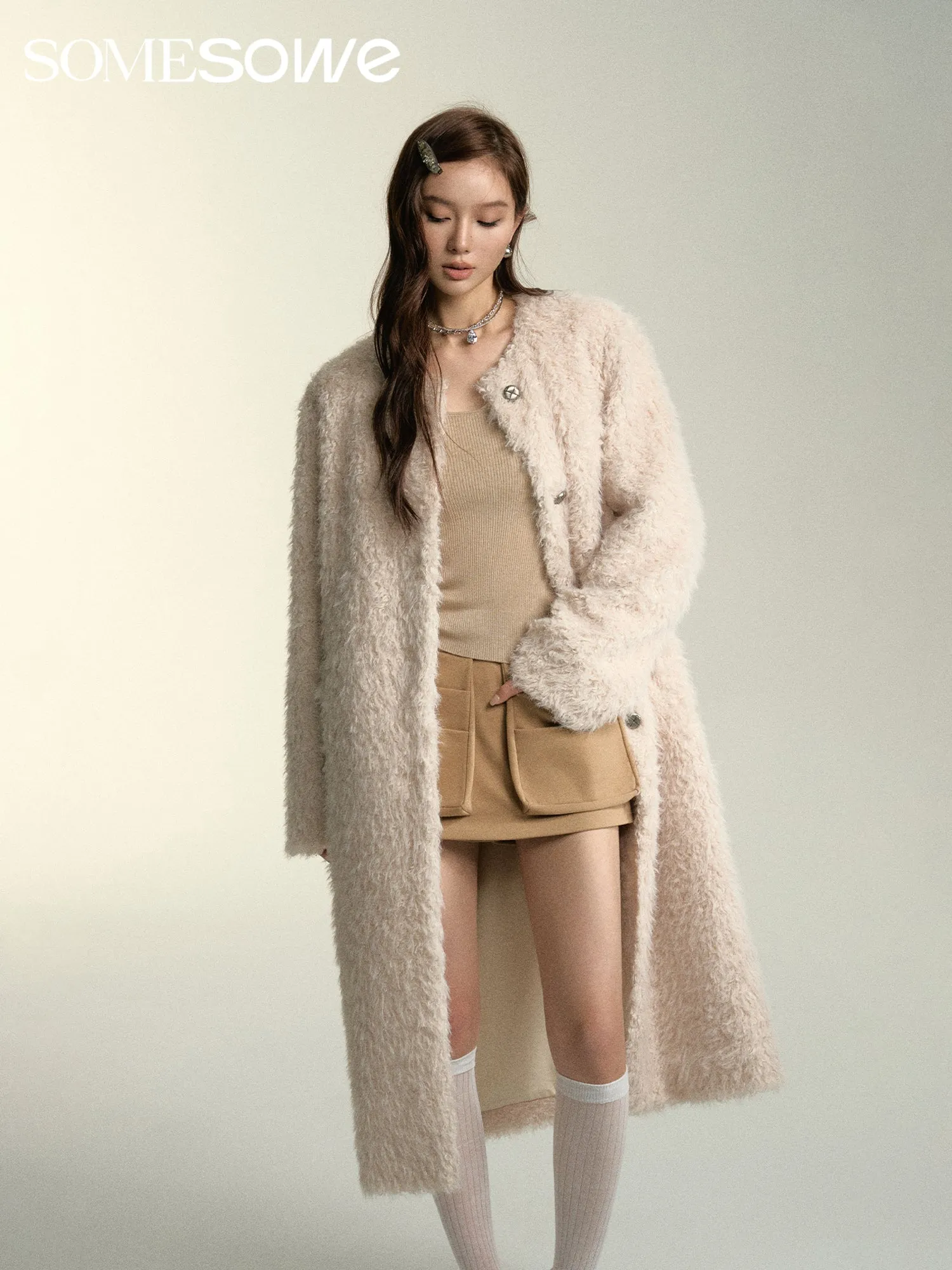 White Faux Fur Long Coat