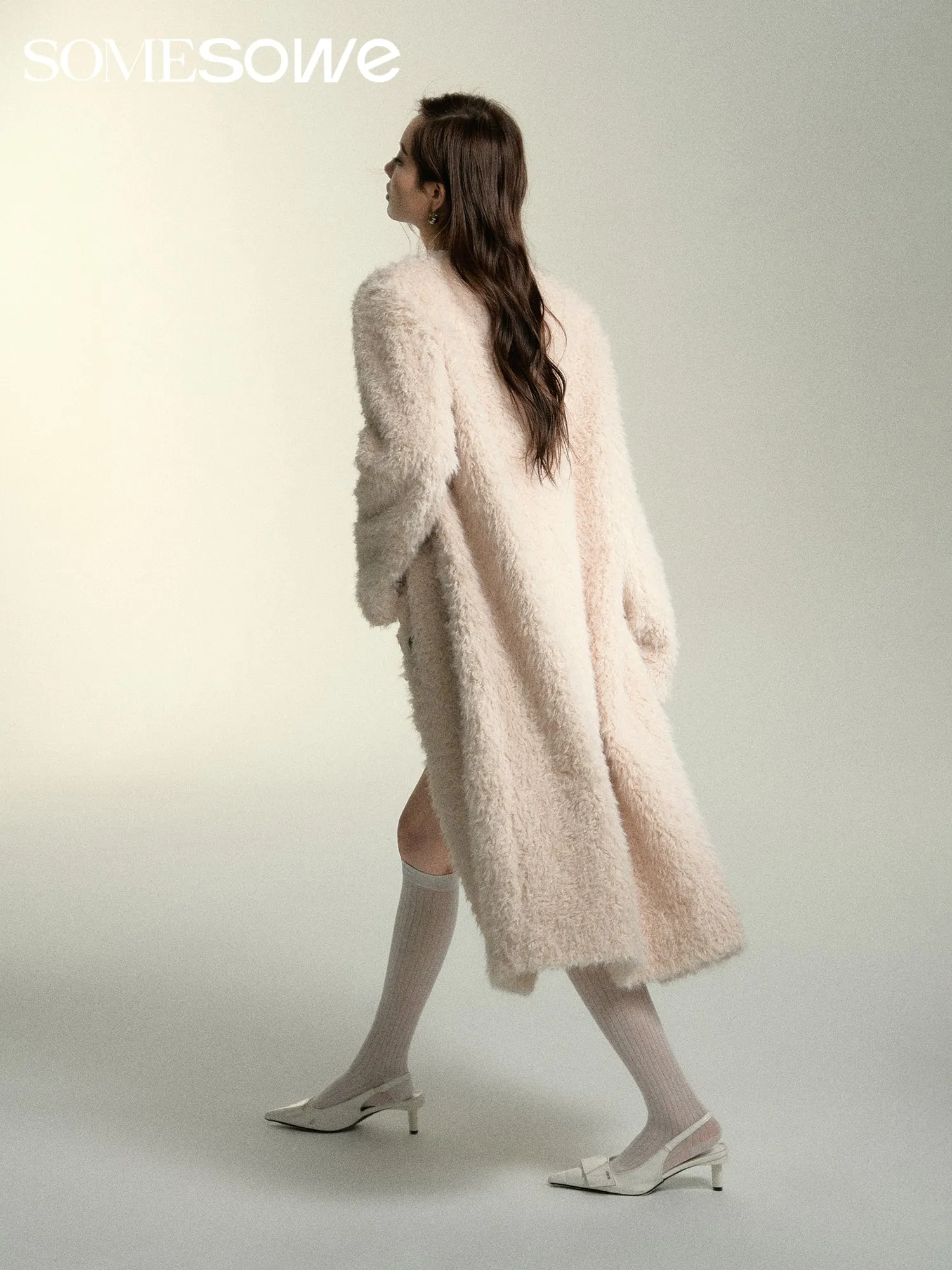 White Faux Fur Long Coat