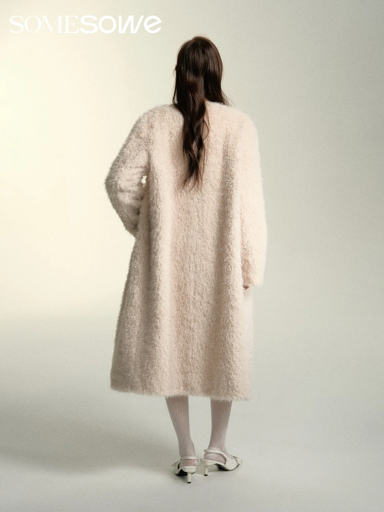 White Faux Fur Long Coat