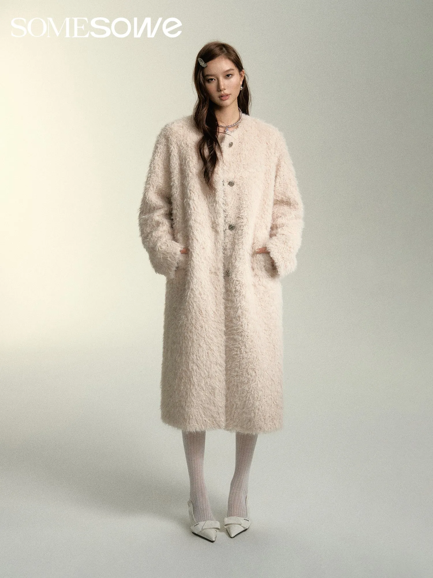 White Faux Fur Long Coat