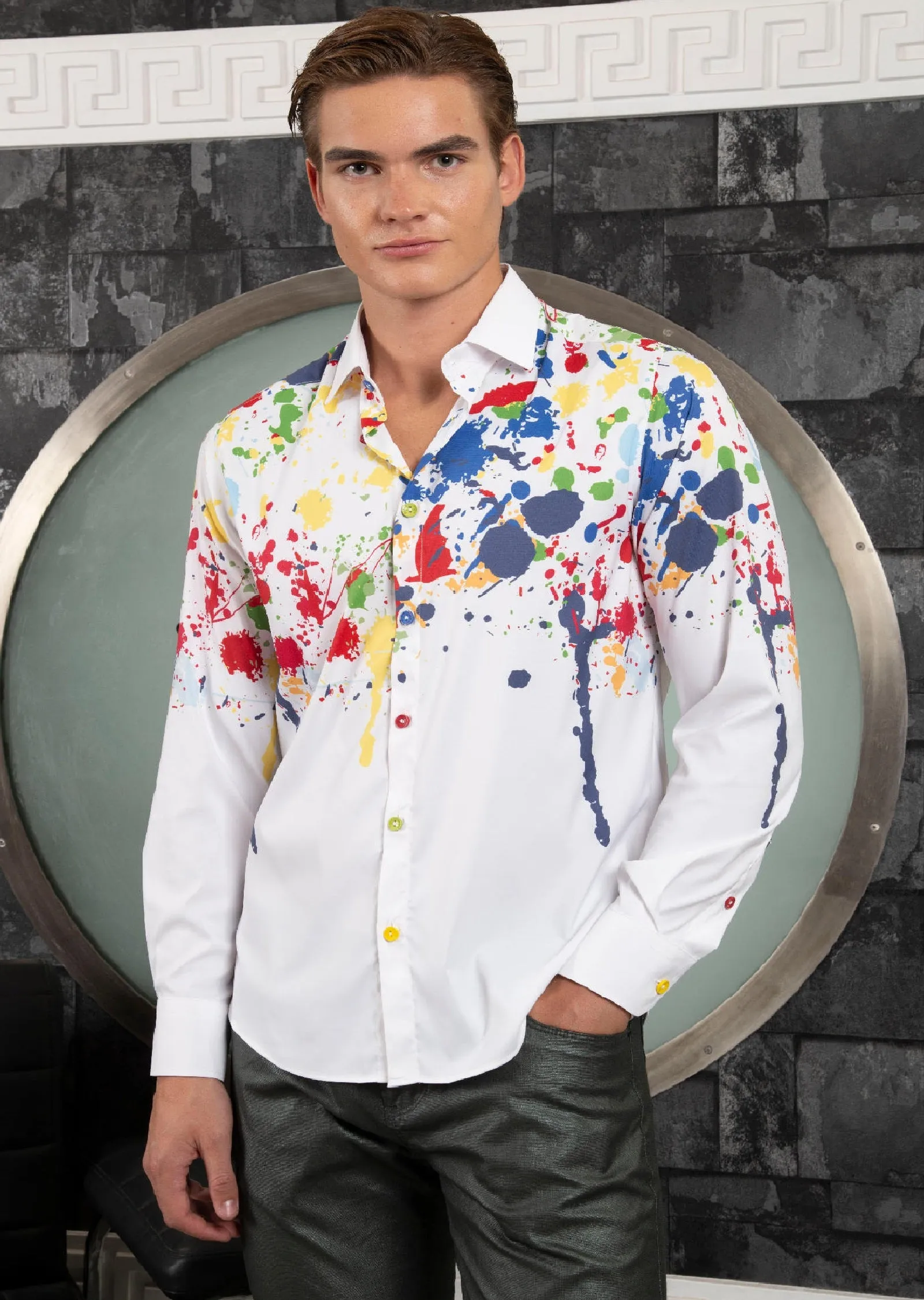 White Splash Paint Print Shirt