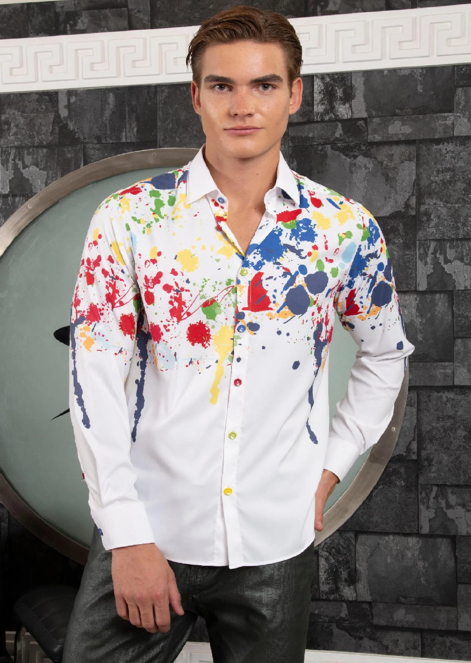 White Splash Paint Print Shirt