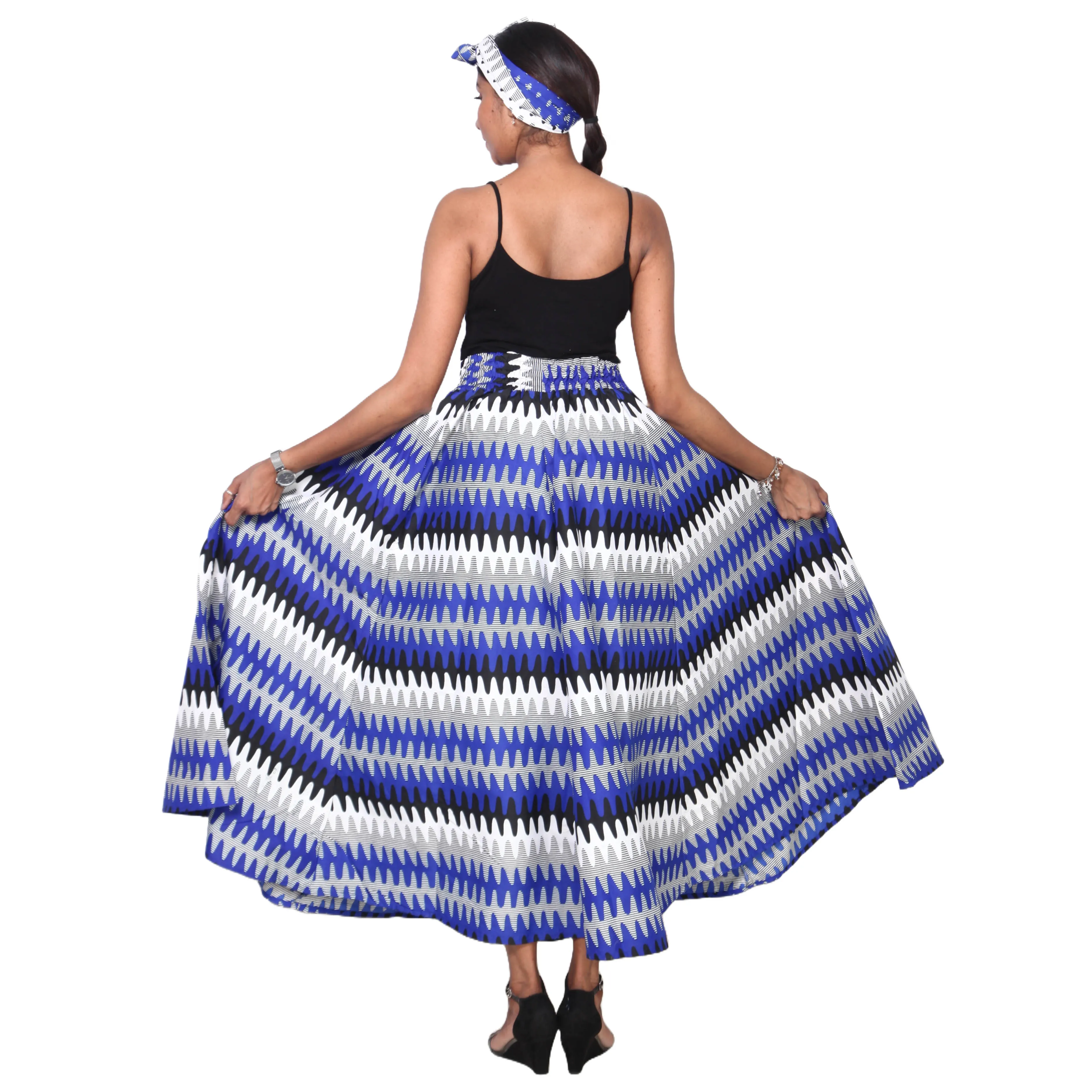 Women's Poly-Cotton Maxi Skirt with Tie Waist -- FI-R40