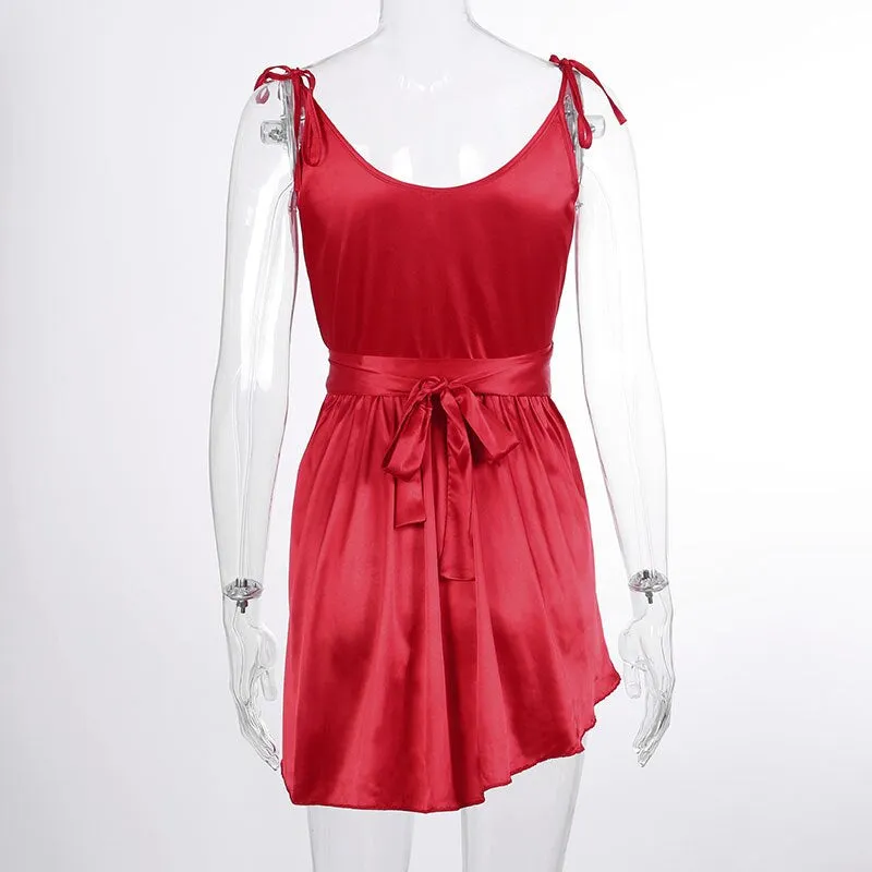 Women's Summer Sleeveless V-Neck Silk Mini Dress