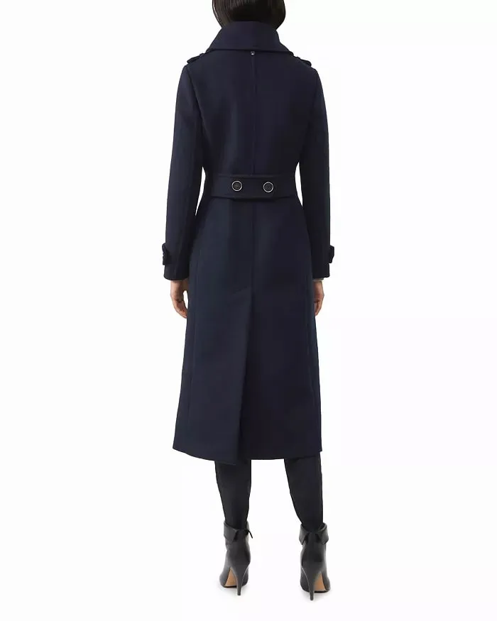 Wool Blend Navy and Military Coat for Womens