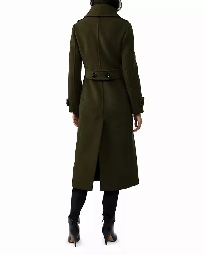 Wool Blend Navy and Military Coat for Womens