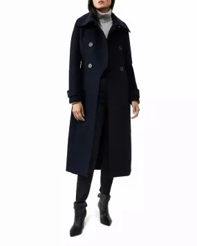 Wool Blend Navy and Military Coat for Womens