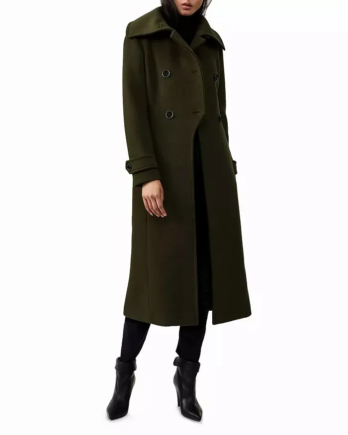 Wool Blend Navy and Military Coat for Womens